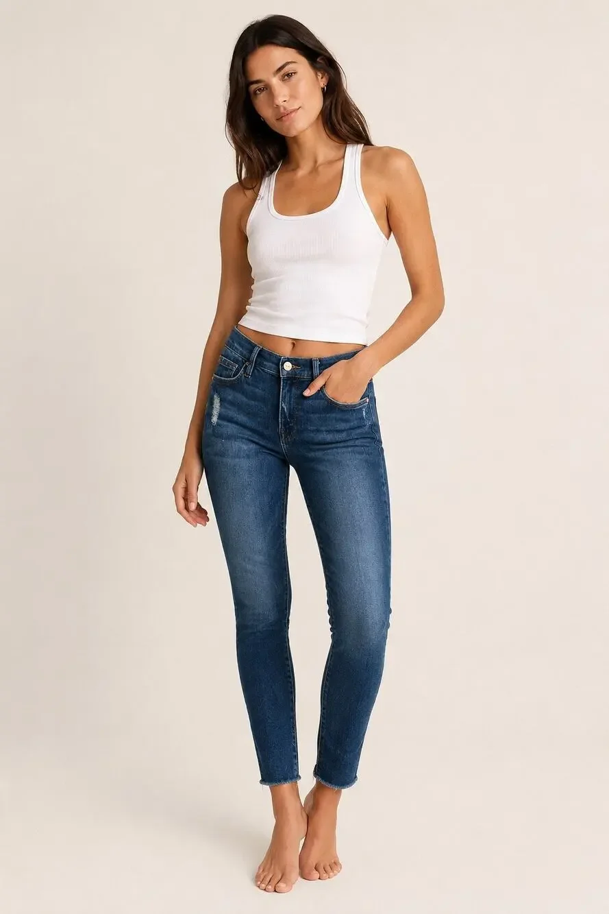 FRAME Le Skinny de Jeanne Distressed Skinny Jeans Women’s Size 27 Victoria Park